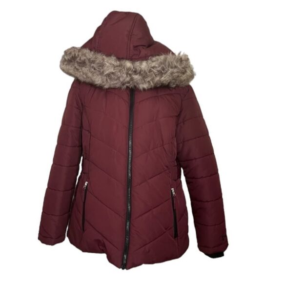 Free country burgundy hooded winter puffer jacket size large GUC - Picture 2 of 14